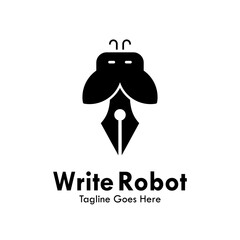 Write robot design logo template illustration