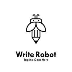 Write robot design logo template illustration