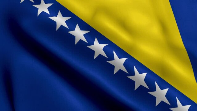 Bosnia and Herzegovina  Flag. Waving  Fabric Satin Texture of Bosnia and Herzegovina 3D illustration. Real Texture Flag of the Bosnia and Herzegovina