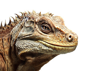 Fototapeta premium Image of big komodo dragon head on white background. Reptile. Wildlife Animals.