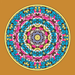 Multi-colored mandala with complex patterns. Vector illustration