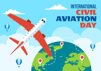 Civil Aviation Day Social Media Background Flat Cartoon Hand Drawn Templates Illustration