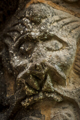 Santa Maria de Eunate church , Romanesque figurative capital,, 12th century, Ilzarbe Valley,...