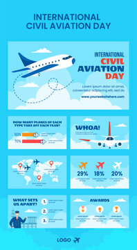 Civil Aviation Day Infographic Flat Cartoon Hand Drawn Templates Background Illustration