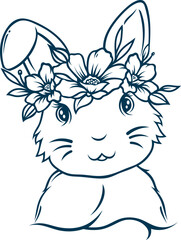 Aesthetic Floral Bunny Tattoo Illustration