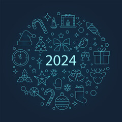 Merry Christmas. happy new year. Postcard. Vector image.