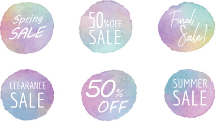 水彩で描いたカラフルな丸いセールのフレーム