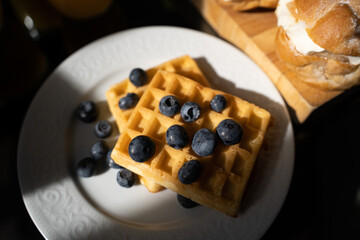 Belgian waffles sweet morning breakfast