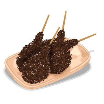 Fried chocolate donut satay with meses / donut paha ayam