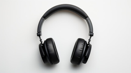 Fototapeta na wymiar Black headphones on white background