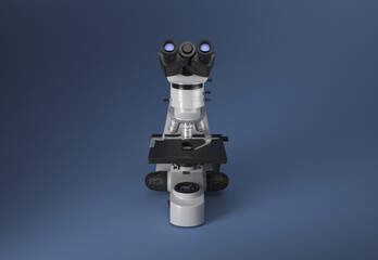 Realistic 3d illustration of a microscope. Pharmaceutical and educational tool. A magnifying tool for research. A symbol of science and chemistry.