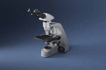 Realistic 3d illustration of a microscope. Pharmaceutical and educational tool. A magnifying tool for research. A symbol of science and chemistry.