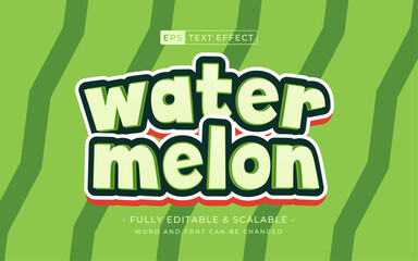 watermelon text effect 100% editable vector - summer season