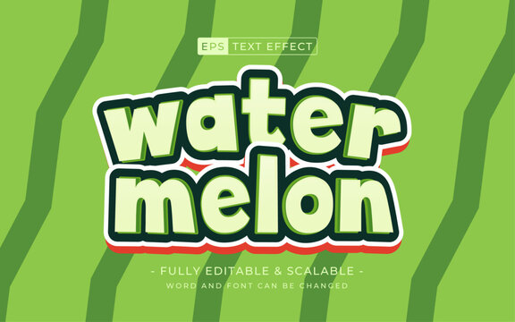 watermelon text effect 100% editable vector - summer season