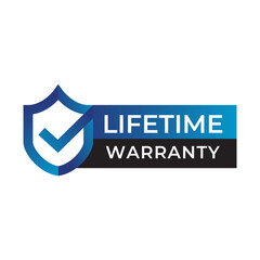 Gradient banner lifetime warranty. Lifetime Warranty label, sticker, seal, badge, icon, logo, signflat vector illustration - obrazy, fototapety, plakaty