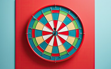 Red dart board at isolated background.