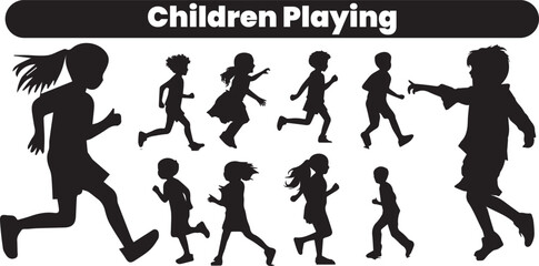 children playing silhouettes for each image in different styles of sport