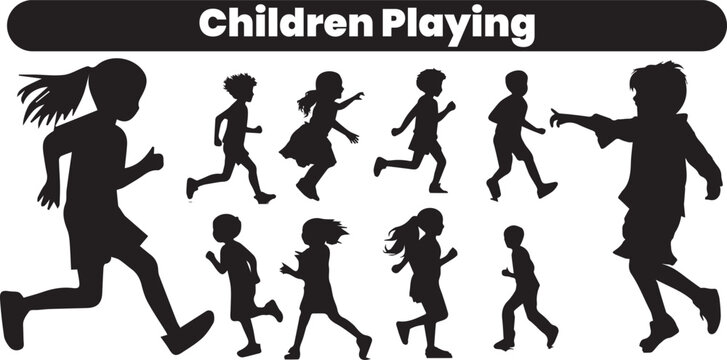 children playing silhouettes for each image in different styles of sport