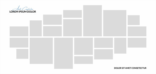 Pictures or photos frame collage. comics page grid layout abstract photo frames and digital photo wall template