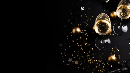 Fotobehang New year celebration party concept background. Champagne celebration greeting card. © morepiixel