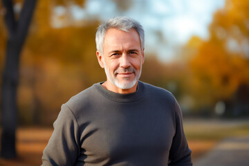 Man with beard and sweater on smiling.