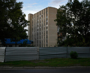 Old apartment building. Old hostel. Old architecture. Grunge soviet architecture. Ust-Kamenogorsk (kazakhstan)