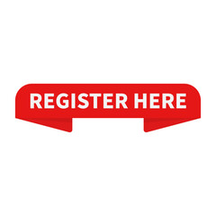 Register Here In Red Rectangle Ribbon Shape For Promotion Marketing Sign Up

