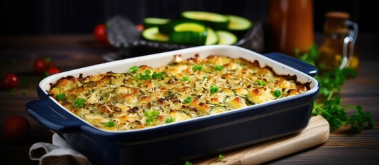 Focused on toning this casserole incorporates cheese pepitas oats and zucchini