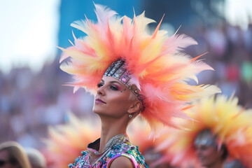 Portrait of beautiful dancer girl at new year EDM festival