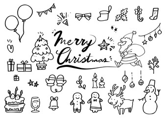 かわいい手描きのクリスマス素材集