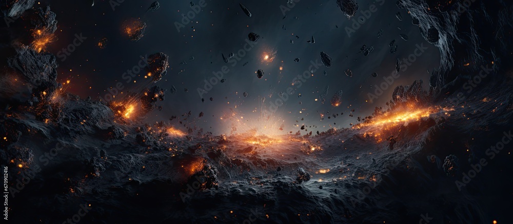 Poster impressive sci fi depiction of deep space enhanced by ai elements