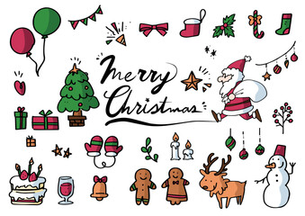 かわいい手描きのクリスマス素材集