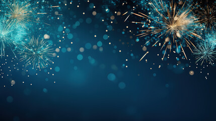 New Year's Eve background design with fireworks with empty copy space - obrazy, fototapety, plakaty