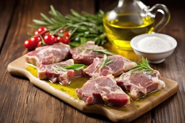 Fototapeta premium lamb chops marinated with olive oil and garlic