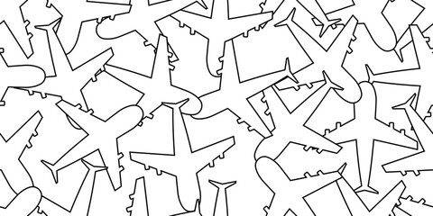 outline abstract airplane seamless pattern