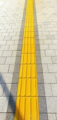 Yellow lines on the street (Blocks for guiding visually impaired people)