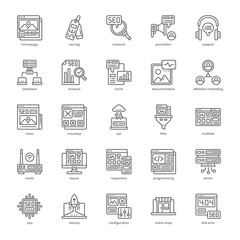 Seo dan Website icon pack for your website design, logo, app, and user interface. Seo dan Website icon outline design. Vector graphics illustration and editable stroke.
