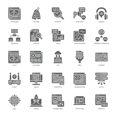 Seo dan Website icon pack for your website design, logo, app, and user interface. Seo dan Website icon glyph design. Vector graphics illustration and editable stroke.