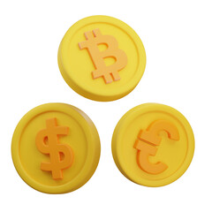 World Currency 3D Illustration