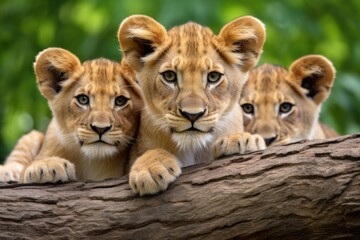 Obraz premium pride of lionesses lounging together