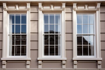 Fototapeta na wymiar close-up of a georgian sash window in five-bay facade