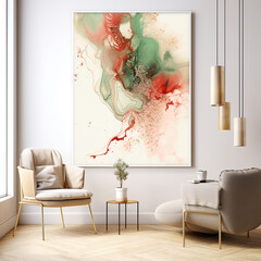 Alcohol ink poster in modern gentle interior