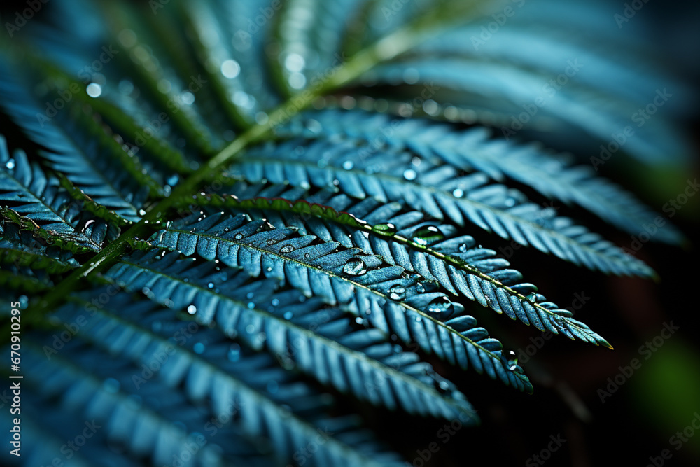 Fototapete A close-up photograph of a fern leaf, where the intricate details are transformed into a mesmerizing pattern of geometric shapes.  