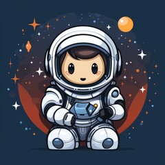 Cute Astronaut Holding Love Heart , Cartoon, Icon Illustration
