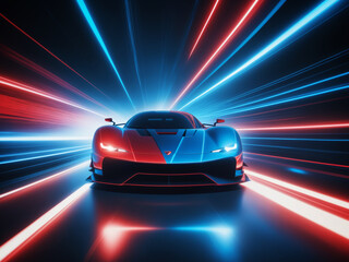 fast sports car with neon lights