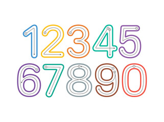 Vector learning for children, coloring pages with instructions on how to write numbers. Isolated on white background