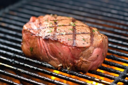 close-up image of filet mignon in a grilling basket