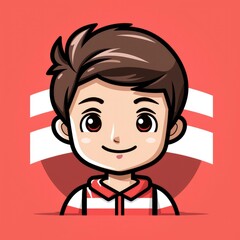 Obraz premium Cute Boy Bring Indonesia Flag , Cartoon, Icon Illustration
