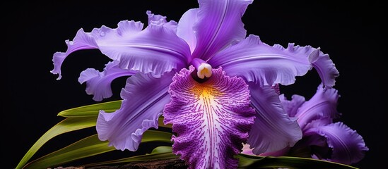 In bloom is a photo that showcases a stunning Cattleya orchid with a lovely shade of purple - obrazy, fototapety, plakaty