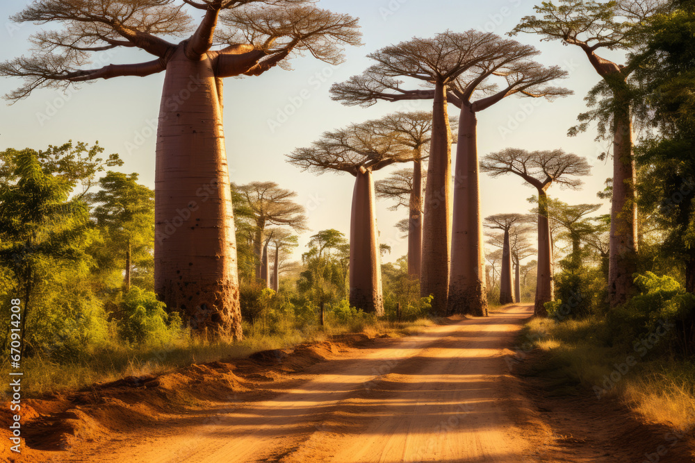 Wall mural avenue of the baobabs, madagascar